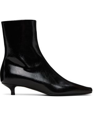 TOTEME Slim Naplack Ankle Boots - Black