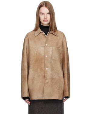 AURALEE ベージュ Merino Mouton Shearling シャツジャケット - ナチュラル