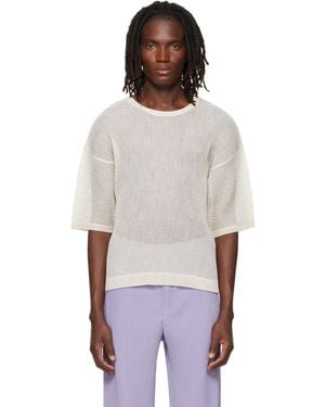 Homme Plissé Issey Miyake Off- Rustic Mesh T-Shirt - White