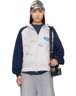 Balenciaga Raglan Zip-Up Hoodie - Blue