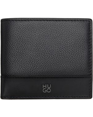 HUGO Stacked-Logo Trim Wallet - Black