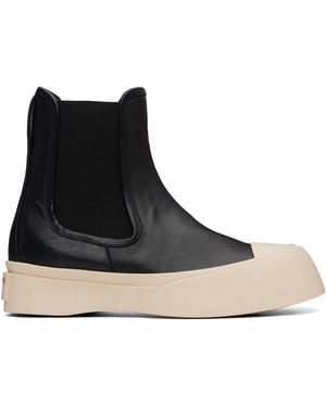 Marni Bottes Chelsea Noires En Cuir Nappa À Semelle Pablo