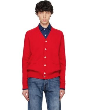 Drake's Lambswool 6 Button Cardigan - Red
