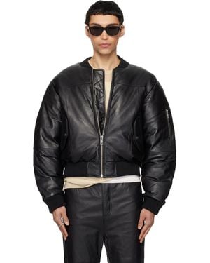 DEADWOOD Bofinger Padded Leather Bomber Jacket - Black