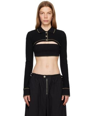 Dion Lee Shrunken Snap Polo - Black