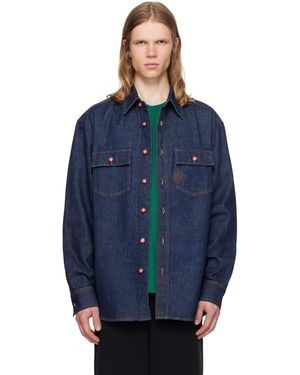 CASABLANCA Chemise Bleu Marine En Denim À Logo Brodé