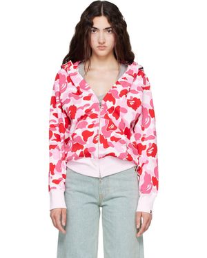A Bathing Ape Abc Camo Shark Full Zip Hoodie - Red