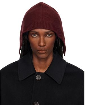 Maison Margiela Burgundy Wool Knit Hood - Black