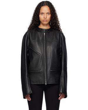Courreges Racer Buckle レザージャケット - ブラック
