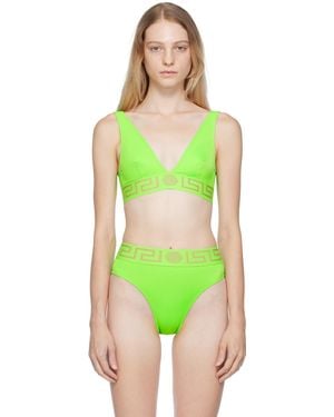 Versace Green Greca Bikini Top