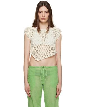 OPEN YY Off- Asymmetric Tank Top - Green