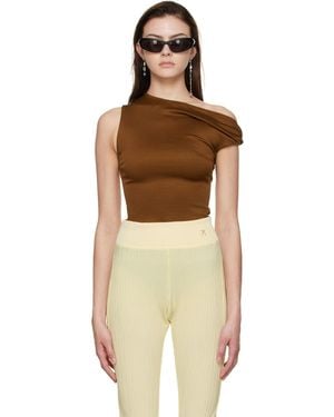 Atlein Tan Viscose T-shirt - Multicolour
