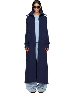 Balenciaga Cardigan Surdimensionné Bleu Marine En Tricot Côtelé De Coton
