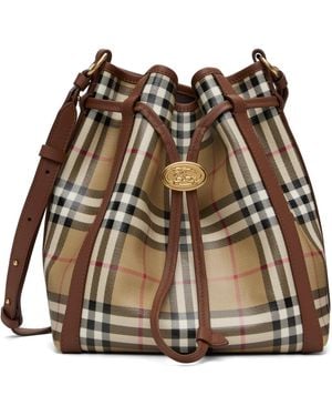 Burberry Small Check Bucket Bag - Brown