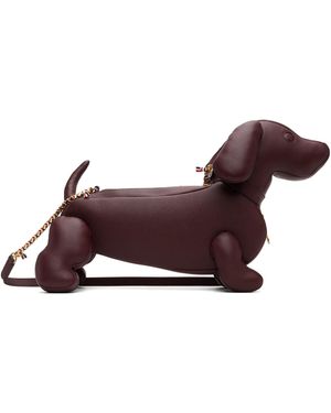 Thom Browne Burgundy Soft Pebble Grain Leather Mini Hector Bag - Purple