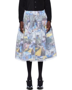 Comme des Garçons マルチカラー ナイロンチュール＆ペーパー ミディアムスカート - ブラック