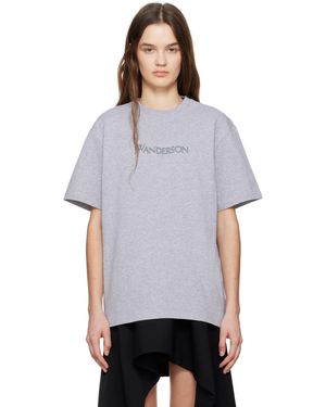 JW Anderson T-Shirt Gris À Logo Floqué
