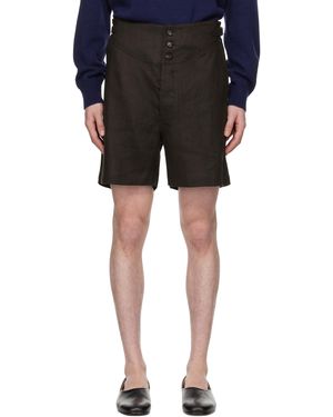 Bode Linen Cot Shorts - Black