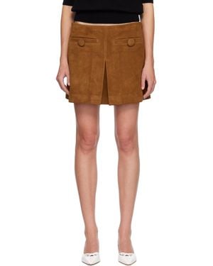 Marc Jacobs Tan Box Pleat Suede Miniskirt - Black