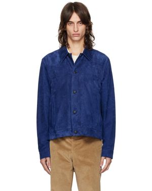 Paul Smith ブルー スリムフィット レザージャケット