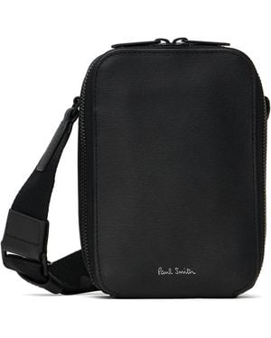 Paul Smith ブラック Flight ストローグレイン エンボスレザー ポーチ