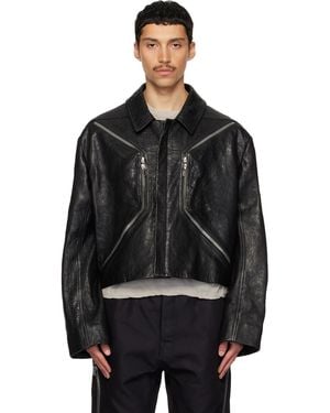Rick Owens Temple Heizer Mac Leather Jacket - Black