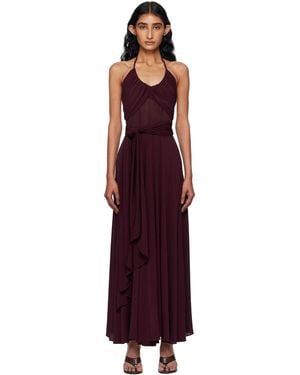 Alaïa Burgundy Soft Jersey Cross Maxi Dress - Red