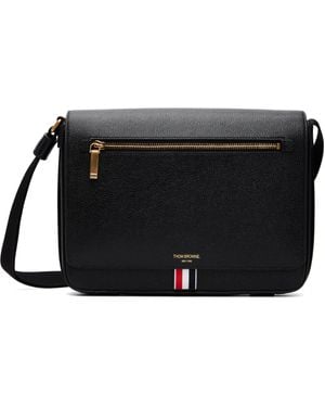 Thom Browne Pebble Grain Reporter Bag - Black