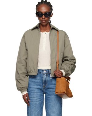 Our Legacy Khaki Cropped Avenue Puffa Jacket - Blue