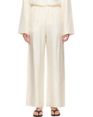 TOTEME Off- Monogram Silk Pj Lounge Trousers - Natural
