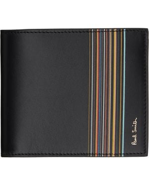 Paul Smith ブラック シグネチャー ストライプ ブロック コイン入れ付き 二つ折り財布