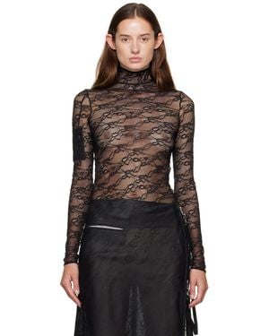 Courreges Lace Mockneck Top - Black