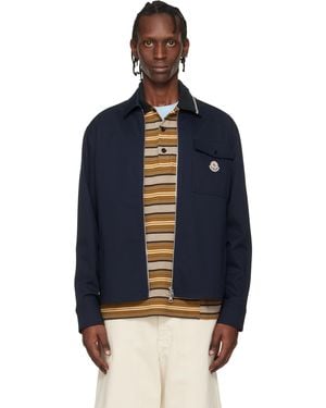 Moncler Cotton Blend Gabardine Shirt Jacket - Blue