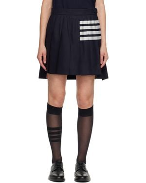Thom Browne Plain Weave 4-Bar Pleated Miniskirt - Blue