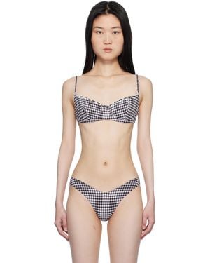 Frankie's Bikinis ブラック＆ホワイト Cola ギンガム アンダーワイヤー ビキニトップ