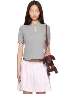 Thom Browne Pique Keyhole Polo - Grey