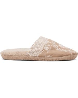 Versace Taupe 'I Heart Baroque' Slippers - Black