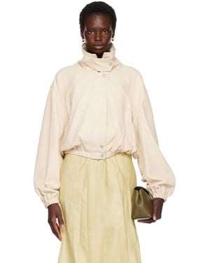 Nour Hammour Off- Pia Leather Bomber Jacket - Natural