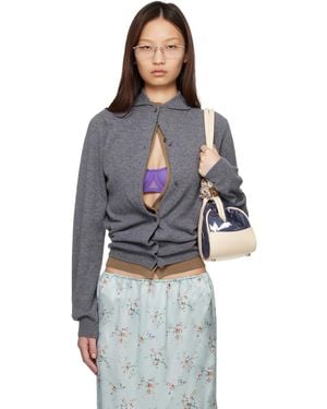 ALL-IN Cardigan Étagé Gris Et Brun - Bleu