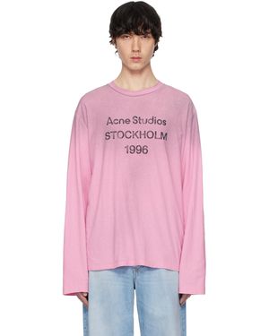 Acne Studios ピンク リラックスフィット ロゴ Tシャツ