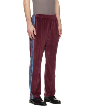 needles narrow track pant maroon Needles Narrow Track Pants in Red