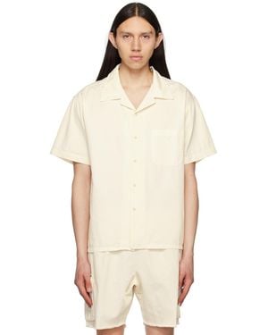 Les Tien Off- Open Spread Collar Shirt - Natural