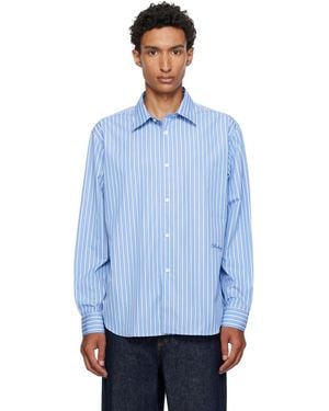 Burberry Relaxed Fit Striped Cotton Shirt - Blue