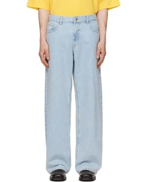 Palm Angels Curved Logo Loose Jeans - Blue