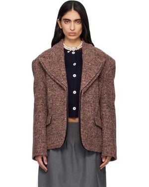 ShuShu/Tong Peak Lapel Oversized Blazer - Brown