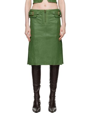 KNWLS Jupe Midi Velox Verte En Cuir