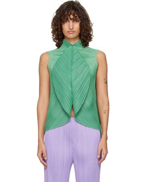 Pleats Please Issey Miyake Leaf Top - Green