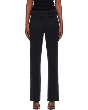 AYA MUSE Ruched Fold Over Trousers - Black