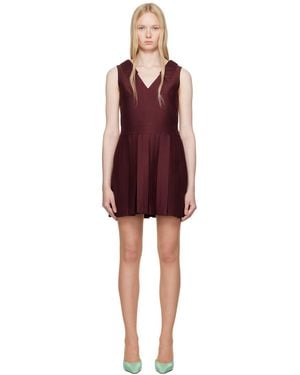 ShuShu/Tong Burgundy Lapel Pleated Minidress - Red