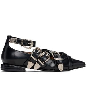 Toga Cross Strap Ballerina Flats - Black